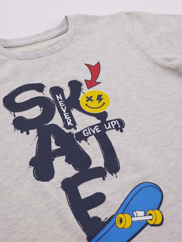 Mavi Kaykay Erkek Çocuk T-shirt Kapri Şort Takım 5 Y - Lacivert, Beyaz