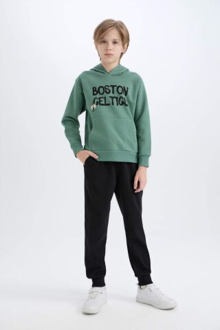 Erkek Çocuk NBA Boston Celtics Kapüşonlu İçi Yumuşak Tüylü Sırt Baskılı Sweatshirt