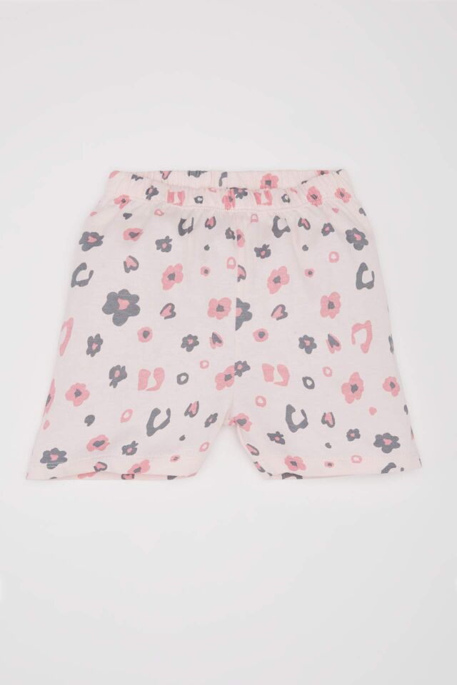 Kız Bebek Pijama Takımı Kısa Kollu Penye Pijama Üstü Esnek Beli Kısa Pijama Altı