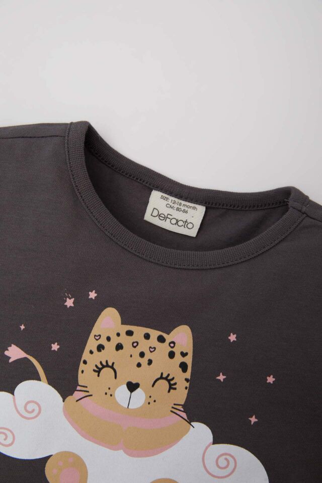 Kız Bebek Pijama Takımı Kısa Kollu Penye Pijama Üstü Esnek Beli Kısa Pijama Altı
