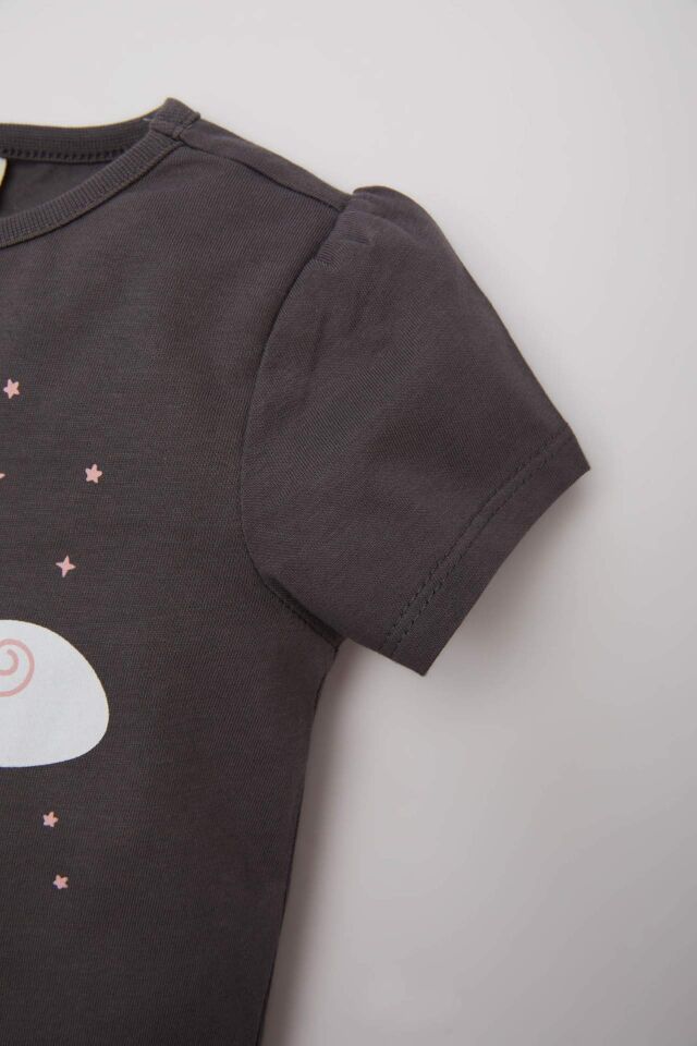 Kız Bebek Pijama Takımı Kısa Kollu Penye Pijama Üstü Esnek Beli Kısa Pijama Altı