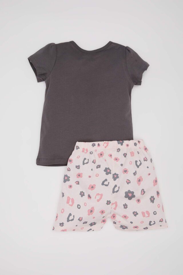 Kız Bebek Pijama Takımı Kısa Kollu Penye Pijama Üstü Esnek Beli Kısa Pijama Altı