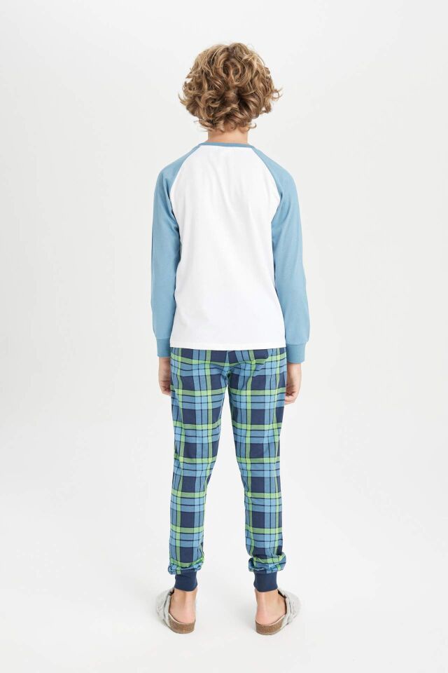 Erkek Çocuk Pijama Takım Baskılı Uzun Kollu Üst Beli Lastikli Uzun Alt