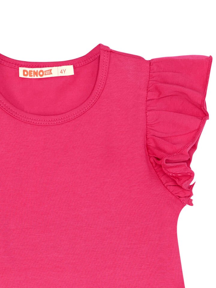 Fırfırlı Kedicik Kız Çocuk T-shirt Tayt Takım 2 Y - Pembe, Mavi