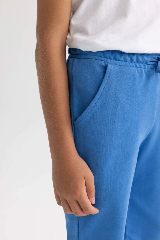 Erkek Çocuk Beli Lastikli Basic Düz Bermuda Şort