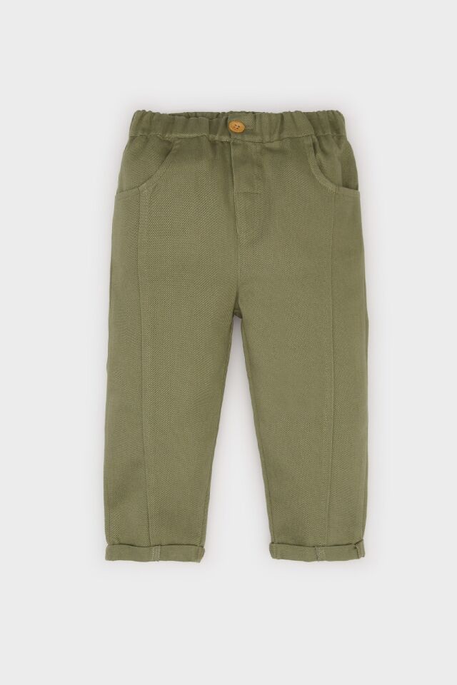 Erkek Bebek Beli Lastikli Düz Paça Gabardin Pantolon