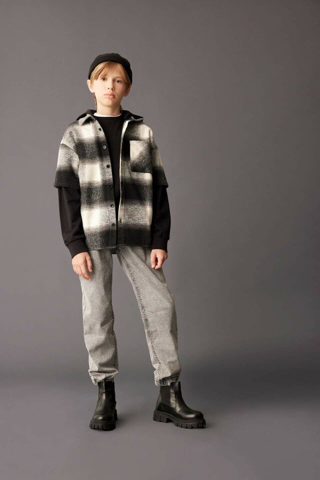 Erkek Çocuk Beli Bağcıklı Cepli Lastikli Paça Jogger Jean Pantolon