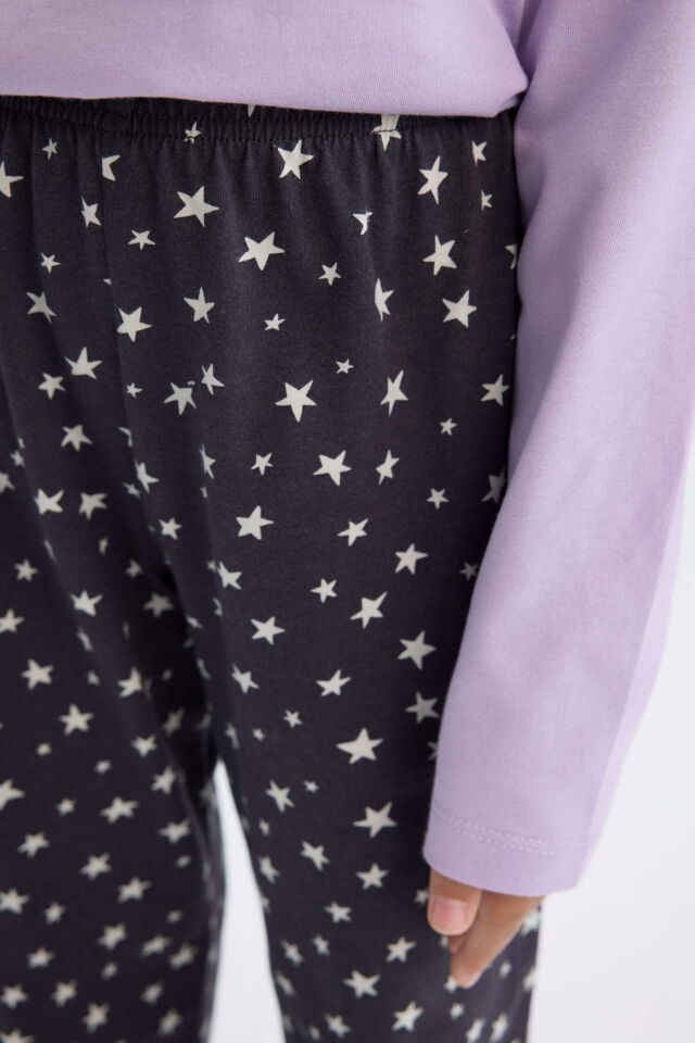 Kız Çocuk Pijama Takımı Uzun Kollu Üst Esnek Belli Uzun Alt