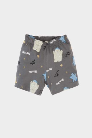 Erkek Bebek Pijama Takımı Desenli Kısa Kollu Penye Üst Beli Lastikli Şort