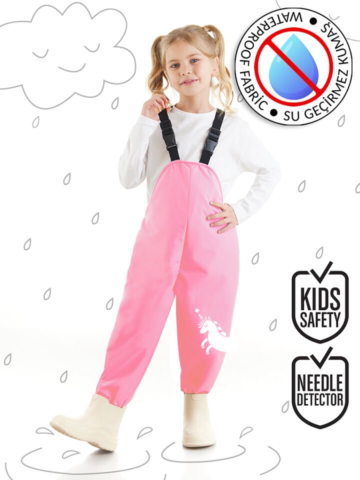 Unicorn Kız Çocuk Su Geçirmez Yağmur Tulumu 7-8 Y - Pembe