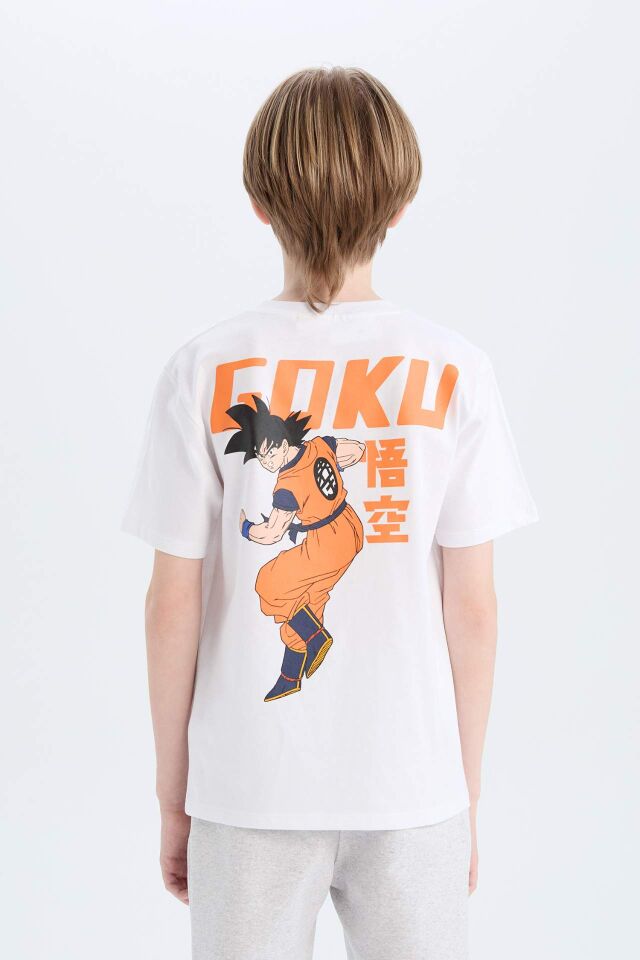 Erkek Çocuk Dragon Ball Bisiklet Yaka Sırt Baskılı Kısa Kollu Tişört