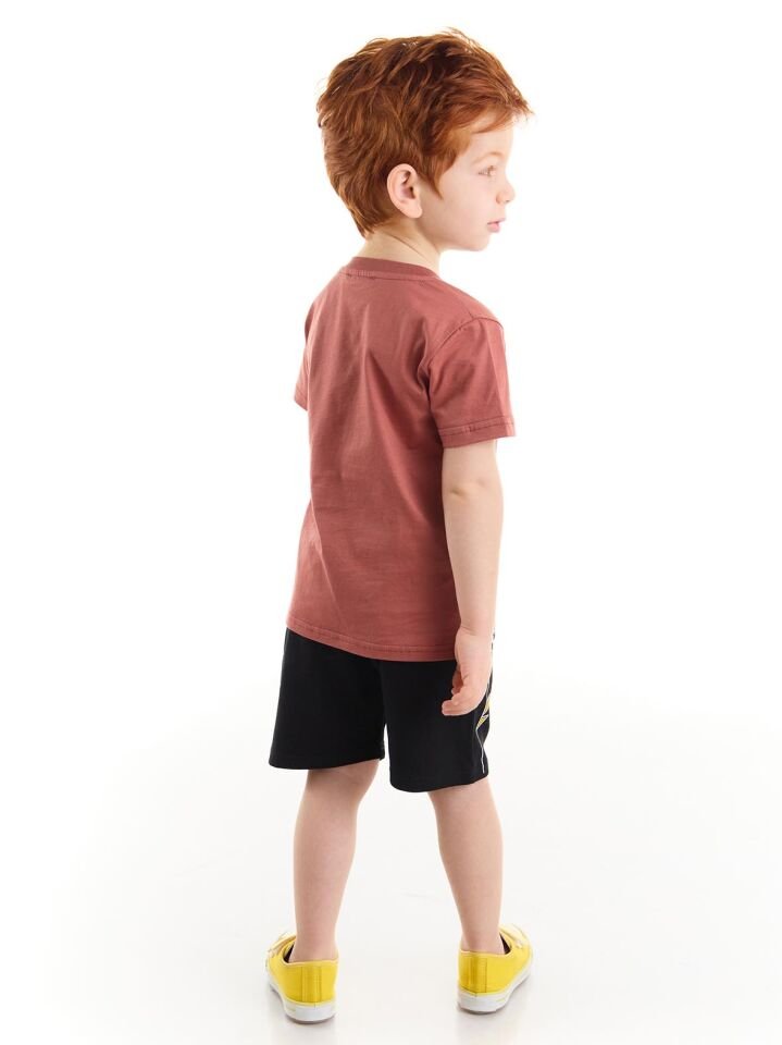 Kaykay Erkek Çocuk T-Shirt Siyah Şort Takım 5 Y - Siyah, Bordo