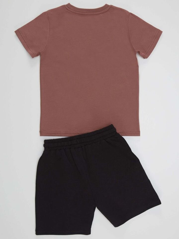 Kaykay Erkek Çocuk T-Shirt Siyah Şort Takım 5 Y - Siyah, Bordo