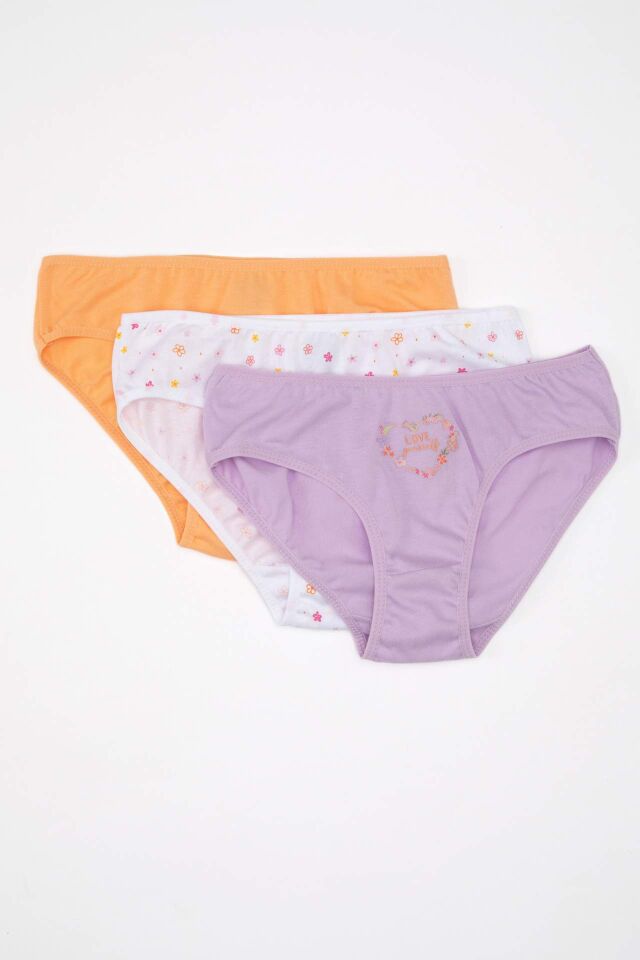 Kız Çocuk Desenli 3'lü Slip Külot