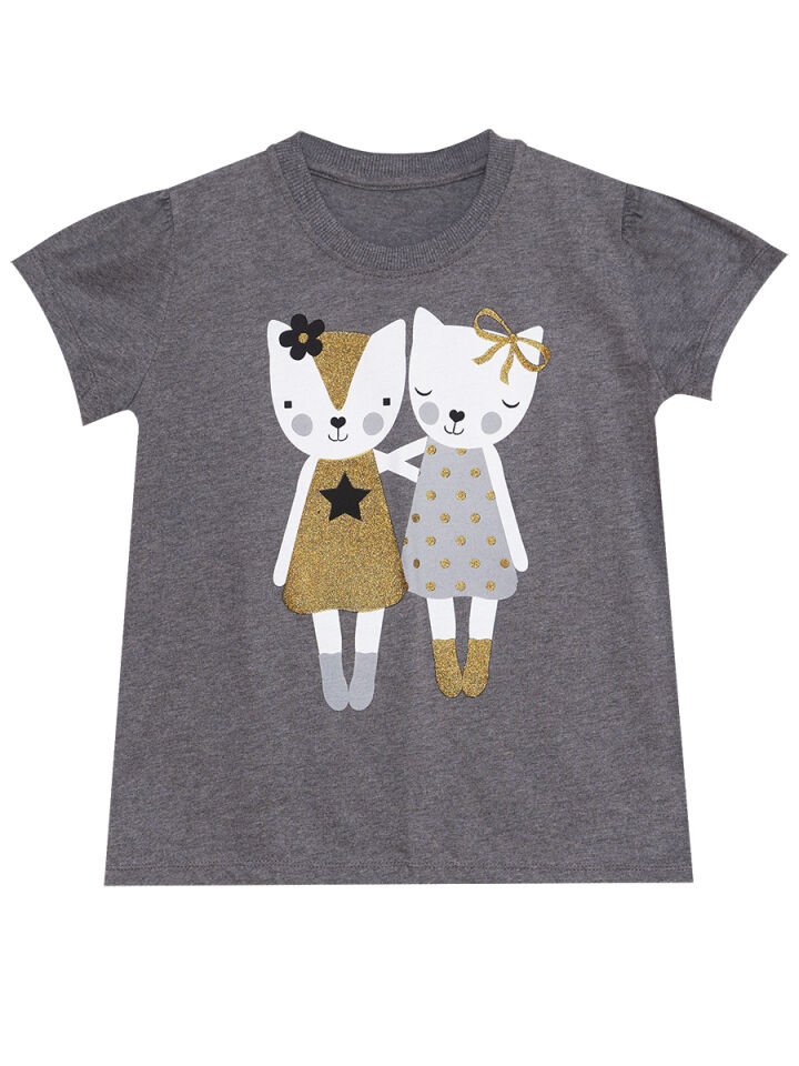 Kedi Dostlar Kız Çocuk T-Shirt Tayt Takım 8 Y - Antresit, Siyah
