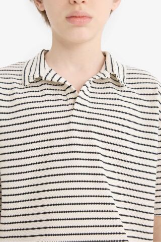 Erkek Çocuk 2'li Takım Çizgili Kısa Kollu Polo Tişört Beli Lastikli Şort
