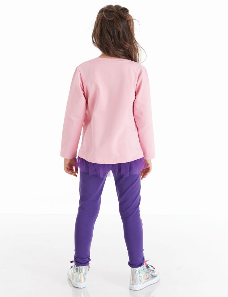 Colorfull Unicorn Kız Çocuk Tunik tayt Takım 6 Y - Mor,Pembe