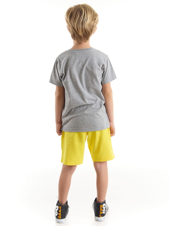 Trouble Erkek Çocuk T-shirt Şort Takım 3 Y - Gri, Sarı