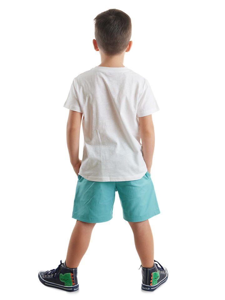 Timsah Erkek Çocuk T-shirt Gabardin Şort Takım 4 Y - Mavi, Beyaz