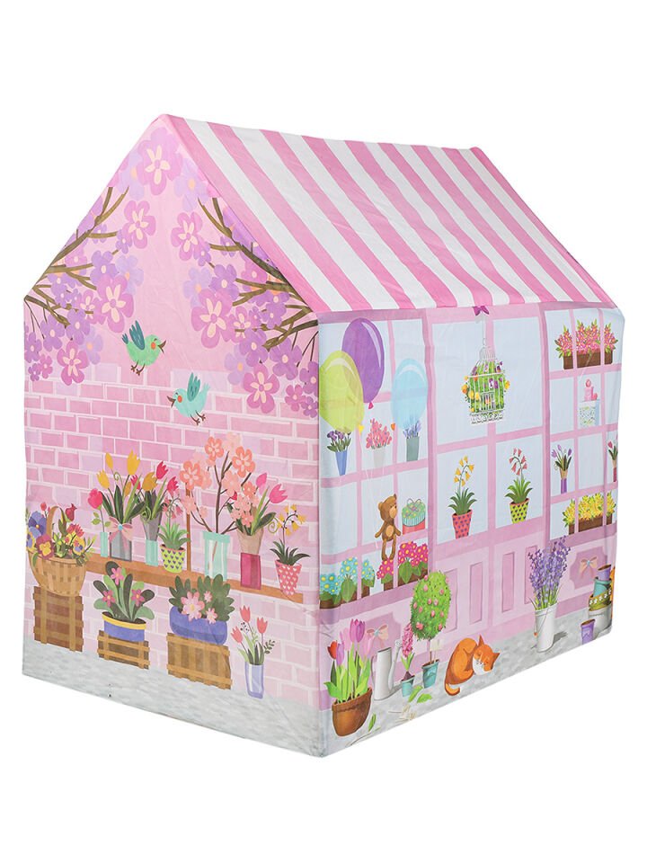 Pembe Çiçekli Kız Çocuk Eğlenceli Oyun Çadırı