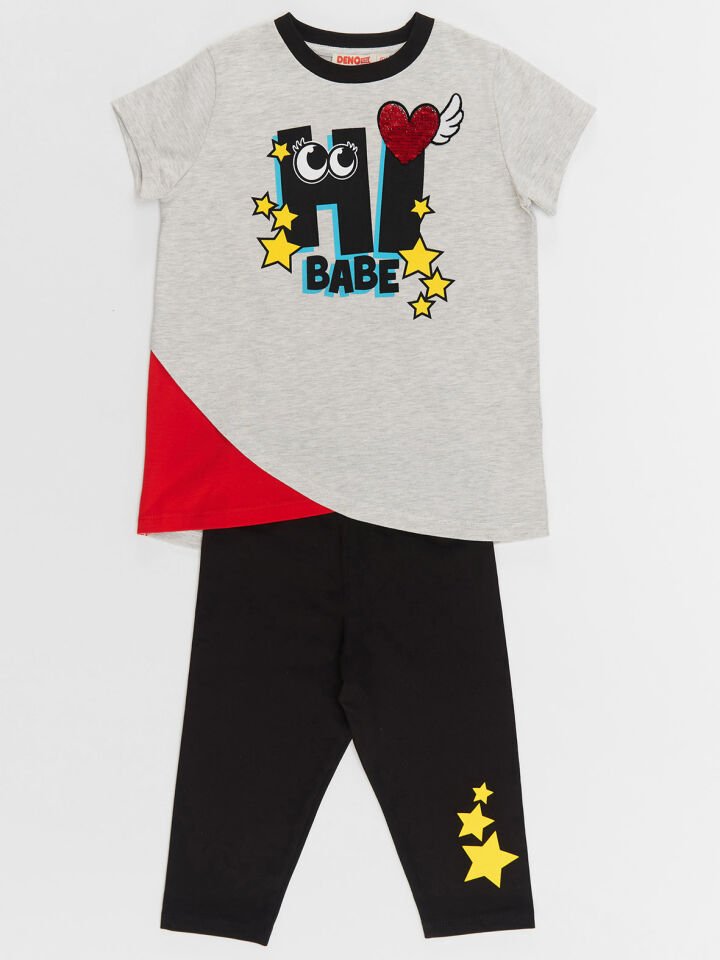 Hi Babe Kız Çocuk T-shirt Tayt Takım