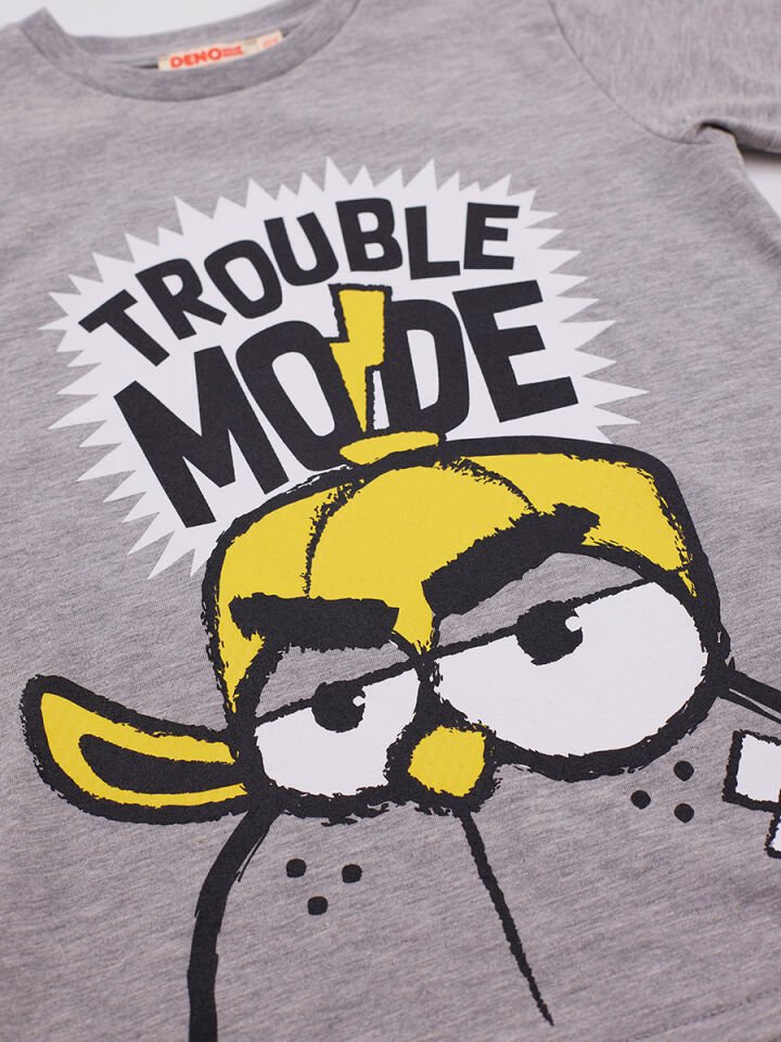 Trouble Erkek Çocuk T-shirt Şort Takım 4 Y - Gri, Sarı