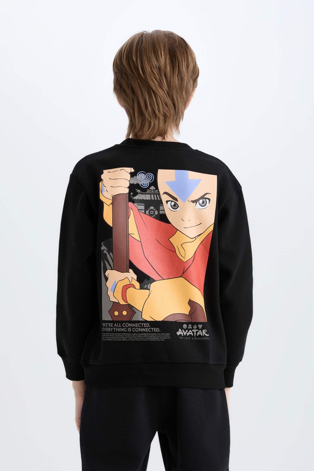 Erkek Çocuk Avatar the Last Airbender Bisiklet Yaka İçi Yumuşak Tüylü Sweatshirt