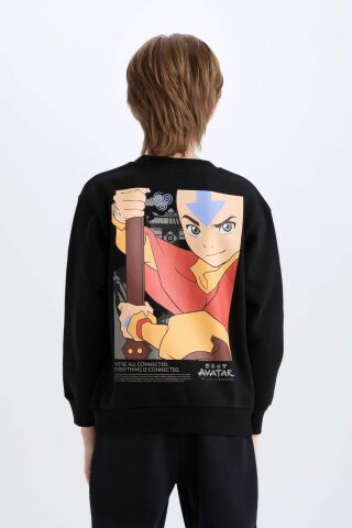 Erkek Çocuk Avatar the Last Airbender Bisiklet Yaka İçi Yumuşak Tüylü Sweatshirt
