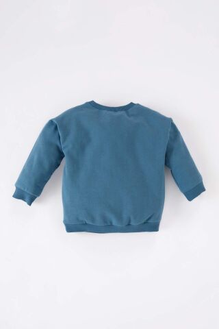 Erkek Bebek Bisiklet Yaka Araç Baskılı Sweatshirt