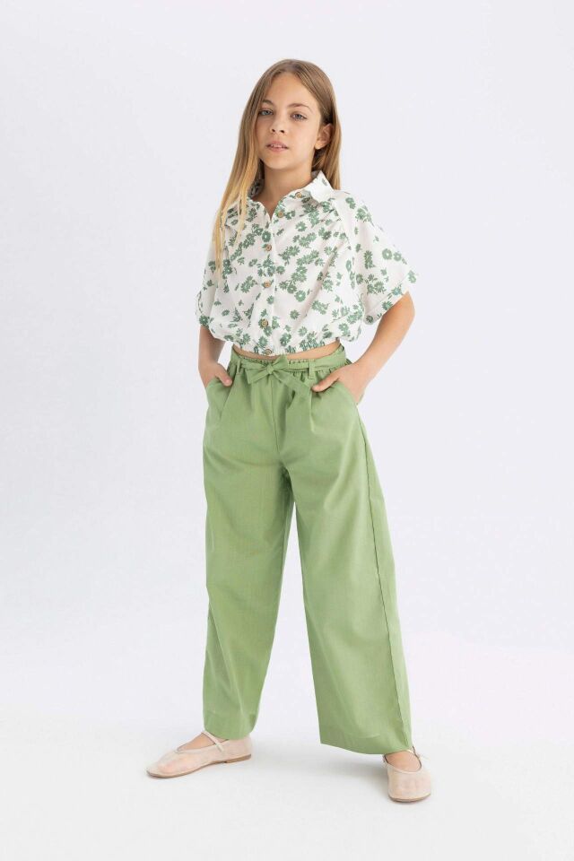Kız Çocuk Wide Leg Geniş Paça Pamuklu Pantolon