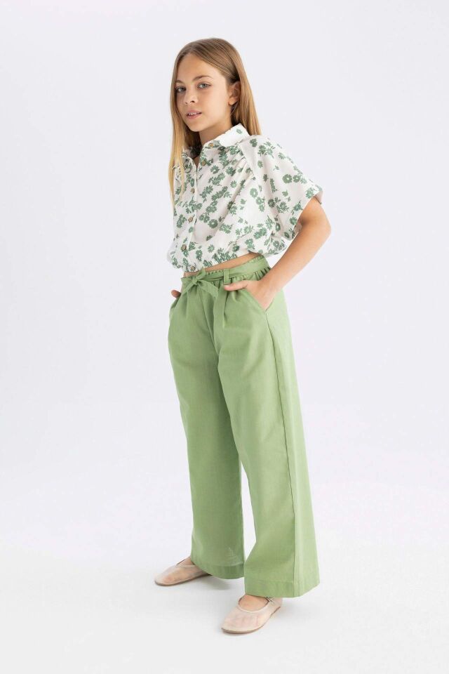 Kız Çocuk Wide Leg Geniş Paça Pamuklu Pantolon