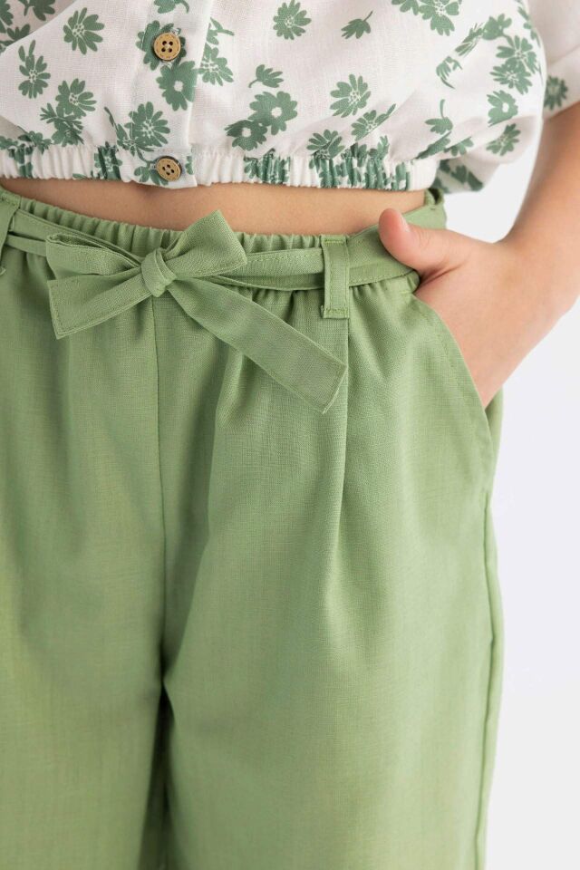 Kız Çocuk Wide Leg Geniş Paça Pamuklu Pantolon