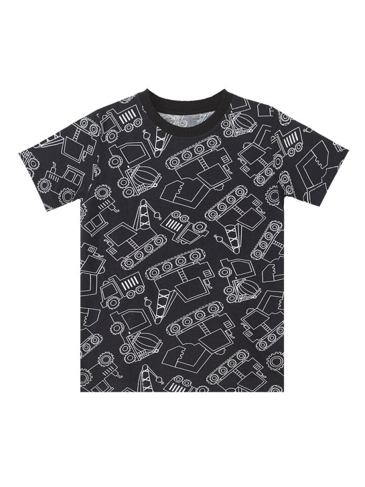 Araba Erkek Çocuk Siyah T-Shirt Kapri Şort Takım