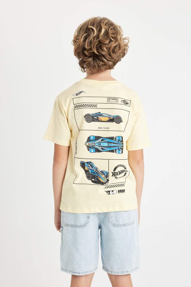 Erkek Çocuk Hot Wheels Bisiklet Yaka Kısa Kollu Tişört