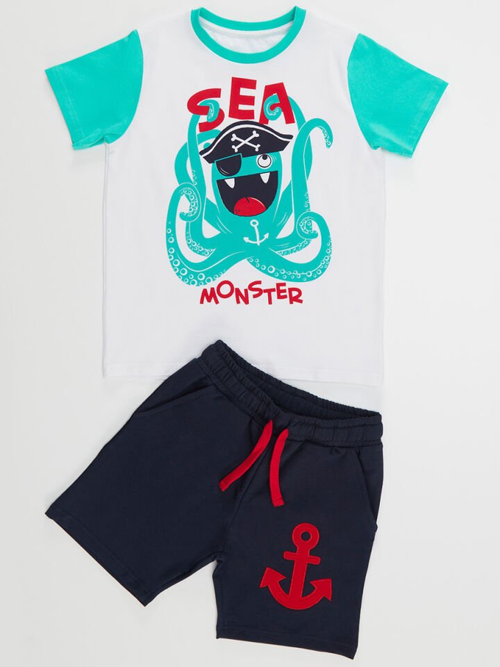 Deniz Canavarı Erkek Çocuk T-shirt Şort Takım