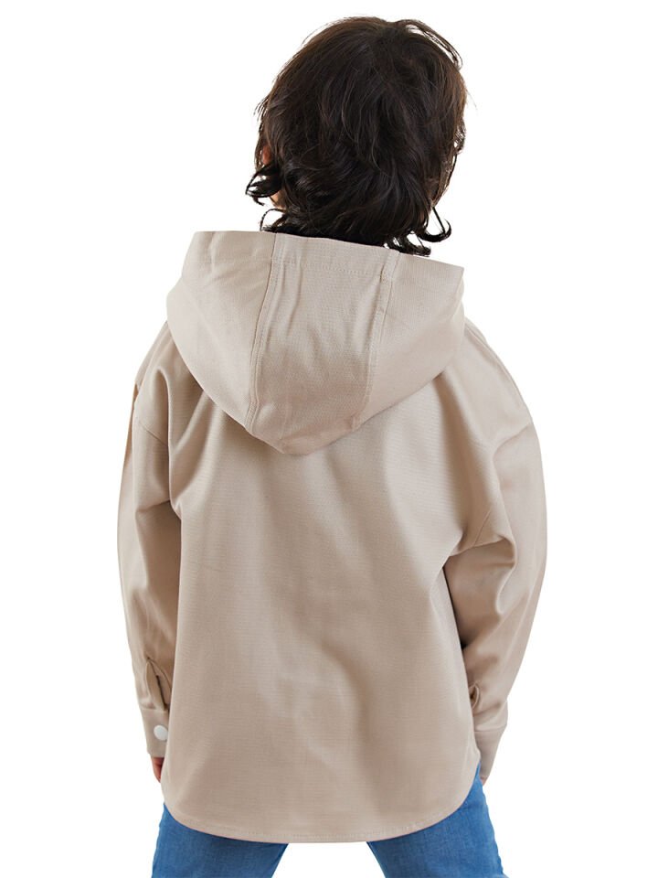 Dino Oversize Gabardin Erkek Çocuk Gömlek Ceket 8 Y - Bej
