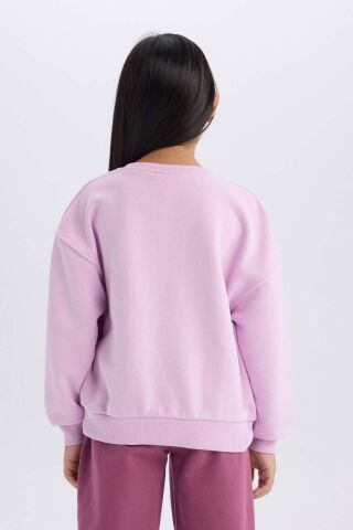 Kız Çocuk Barbie Relax Fit Bisiklet Yaka Sweatshirt