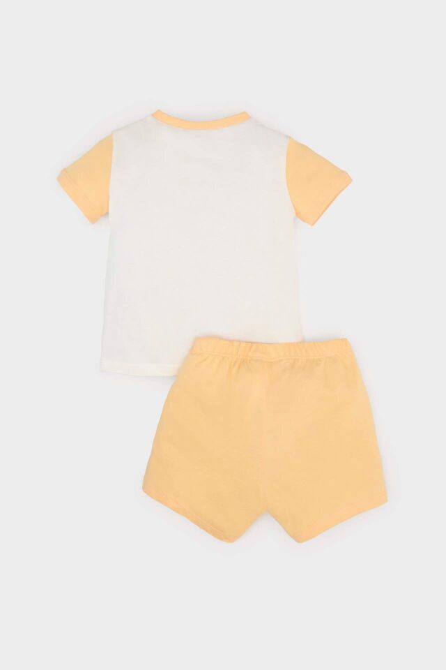 Erkek Bebek Pijama Takımı Baskılı Kısa Kollu Penye Üst Beli Lastikli Şort