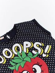 Çilekli Dondurma Kız Çocuk T-shirt Tayt Takım 5 Y - Kırmızı, Siyah