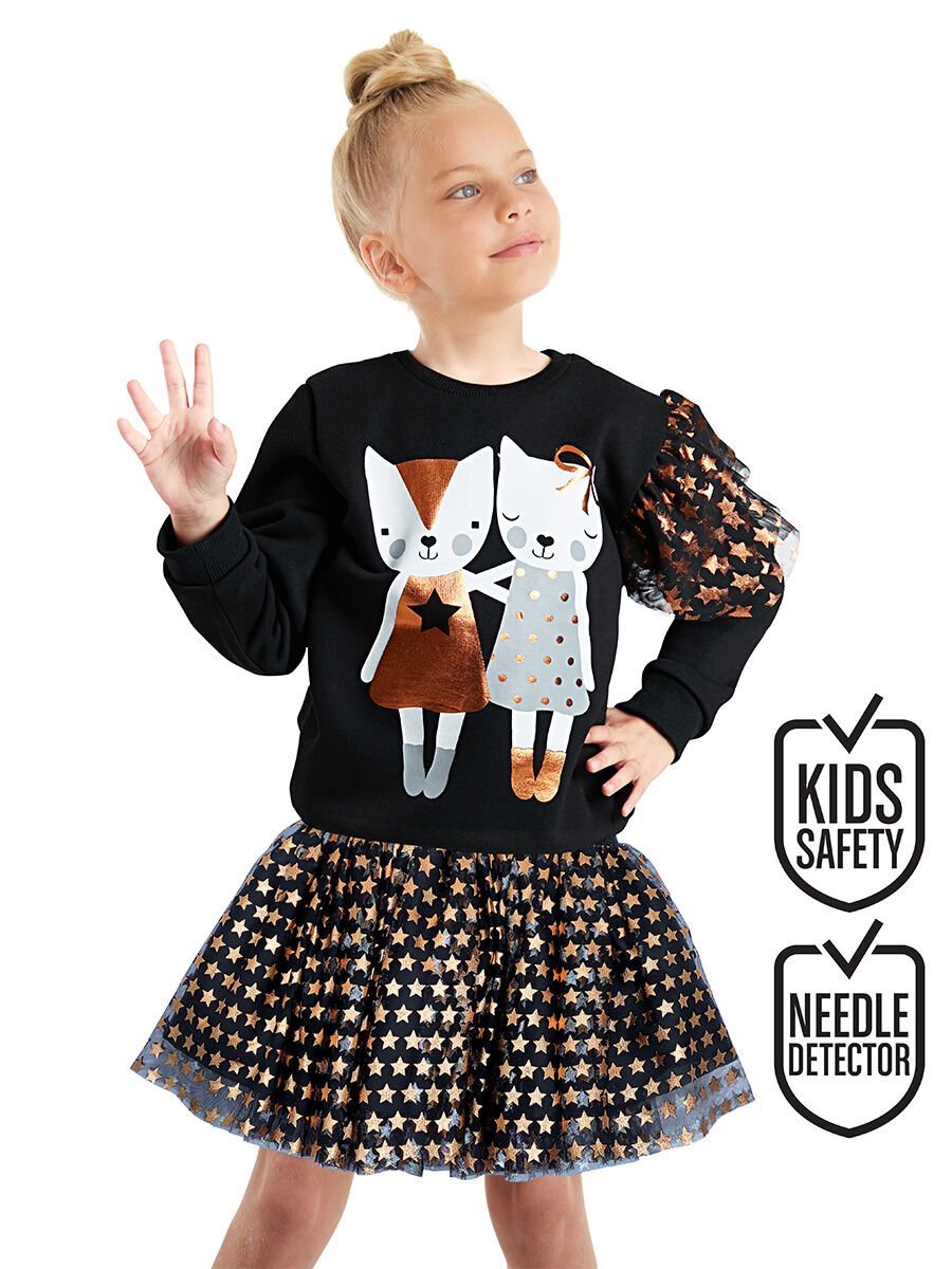 Kız Çocuk Yıldız Siyah Tüllü Tütü Etek