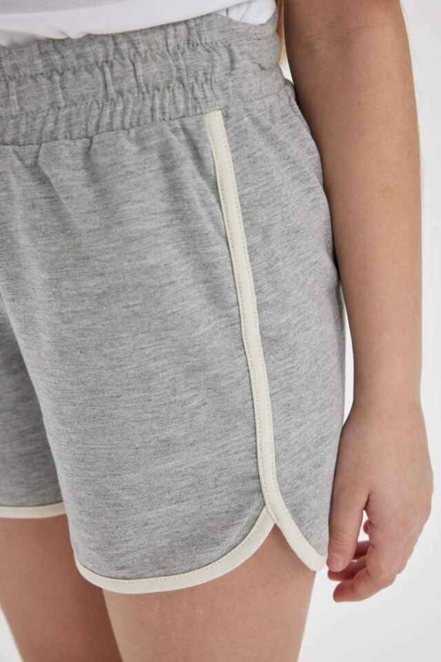 Kız Çocuk Beli Lastikli Basic Düz Şort