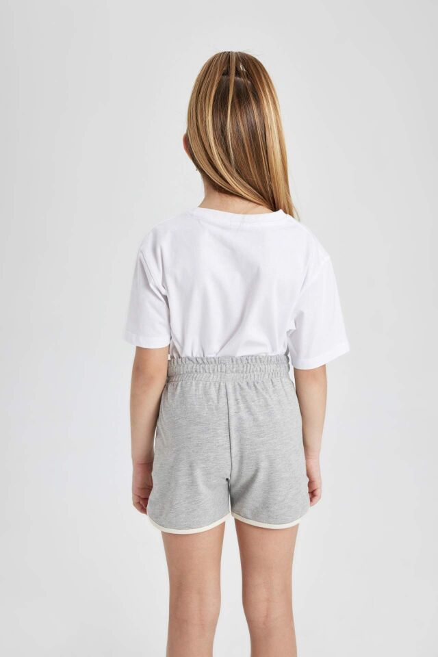Kız Çocuk Beli Lastikli Basic Düz Şort