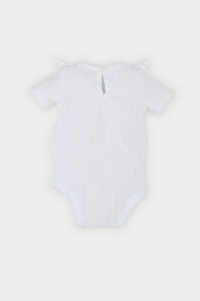 Kız Bebek Yenidoğan Bisiklet Yaka Kısa Kollu Çıtçıtlı Body