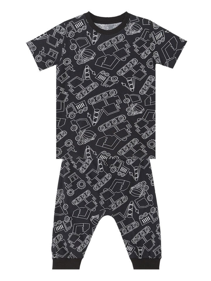 Araba Erkek Çocuk Siyah T-Shirt Kapri Şort Takım 6 Y - Siyah