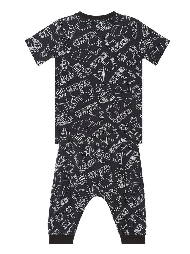Araba Erkek Çocuk Siyah T-Shirt Kapri Şort Takım 6 Y - Siyah