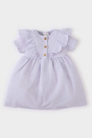 Kız Bebek Kısa Kollu Fitilli Kaşkorse Elbise