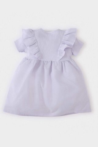 Kız Bebek Kısa Kollu Fitilli Kaşkorse Elbise