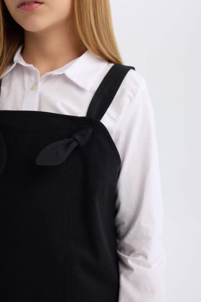 Kız Çocuk Askılı Gabardin Salopet Elbise