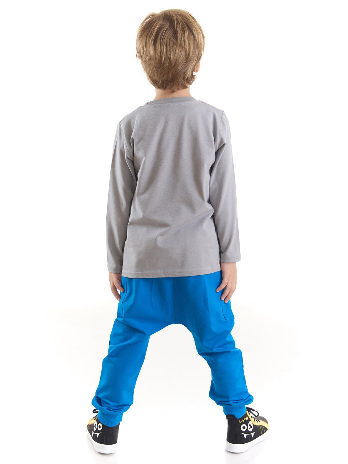 Nonstop Fun Erkek Çocuk T-shirt Pantolon Takım 2 Y - Gri, Mavi