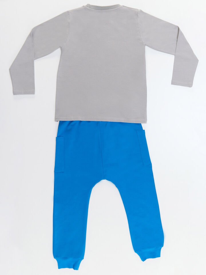 Nonstop Fun Erkek Çocuk T-shirt Pantolon Takım 2 Y - Gri, Mavi